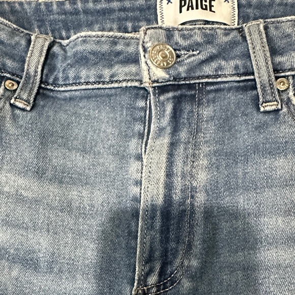 PAIGE Hoxton Slim Women's Distressed Lt Blue Cropped Frayed Jeans 29 See Details - Picture 4 of 14